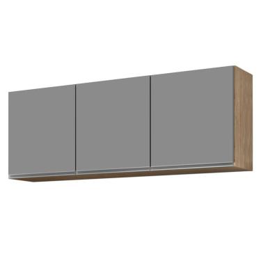Imagem de Armário Aéreo De Cozinha 150cm 3 Portas Argélia Castanho-cinza - Lumil Móveis
