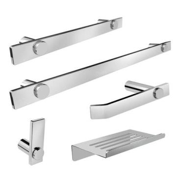 Imagem de Kit De Acessórios Para Banheiro Aço Inox 2180PM Patmos - Grego Metal, 