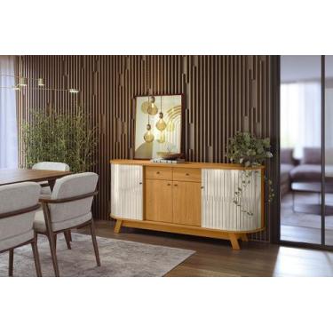 Imagem de Aparador Para Sala Buffet Mônaco Madetec - Cinamomo/Off White - NEW HA
