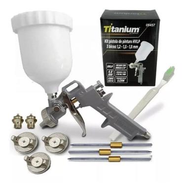Imagem de Kit Pistola De Pintura Hvlp Prof + 3 Bicos 