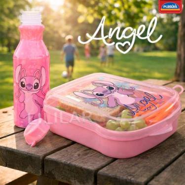 Imagem de Kit Garrafa de Água e Sanduicheira Angel Escolar Lancheira com Tampa D