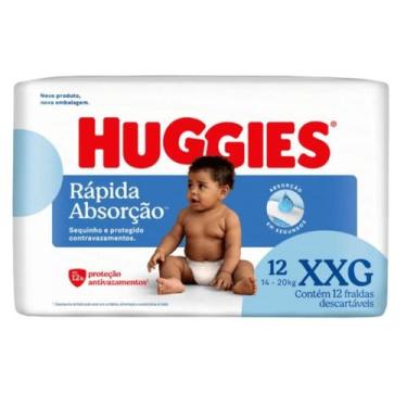 Imagem de Fralda Huggies Rápida Absorção XXG com 12 unidades