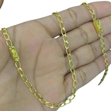 Imagem de Corrente Masculina Banhada a Ouro 24k Cordão 3,5mm 70cm Pulseira Grume