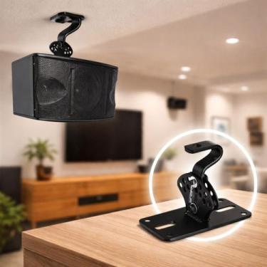 Imagem de Kit 2 Suportes de Teto Para Caixas de Som 30kg Aço Reforçado Ângulo Aj