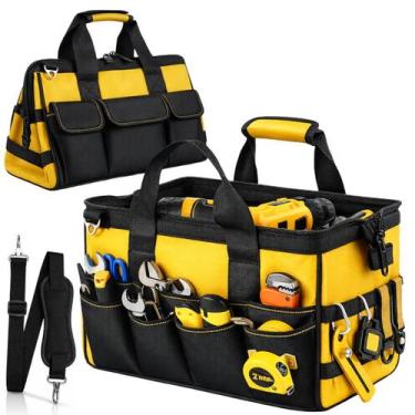 Imagem de Bolsa de Ferramentas Reforçada 8 Compartimentos Alça Ombro Fundo Rígid
