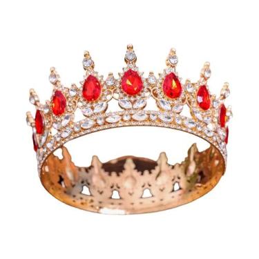 Imagem de Tiara De Noiva Retro Barroca Com Cristais De Strass, Coroa Redonda Par
