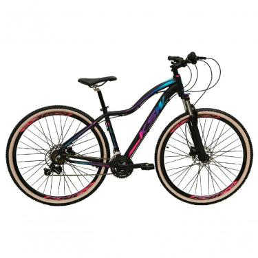 Imagem de Bicicleta Feminina Aro 29 Ksw Mwza Shimano 24v K7 Freios Hidráulicos Garfo Trava Pneu Faixa - Preto-pink-azul Tam.15
