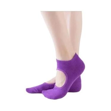 Imagem de Meias De Yoga Antiderrapantes Para Mulheres, Sem Costura, Em Algodão, 