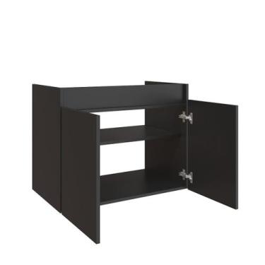 Imagem de Armarinho Banheiro 2 Portas Sem Pia Preto - Perseu - Emes Moveis