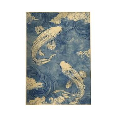 Imagem de Pôster De Arte Em Tela Com Peixe Koi Vermelho, Decoração Moderna E Min
