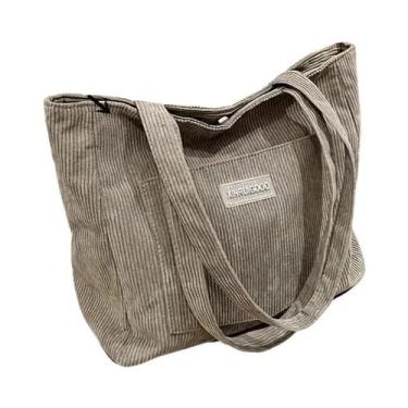 Imagem de Bolsa Tote de Veludo Grande com Bolso Frontal - Bolsa Feminina, Luz, C
