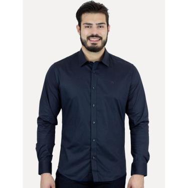 Imagem de Camisa Colcci Masculina Slim Fit Básica Logo Azul Marinho-Masculino