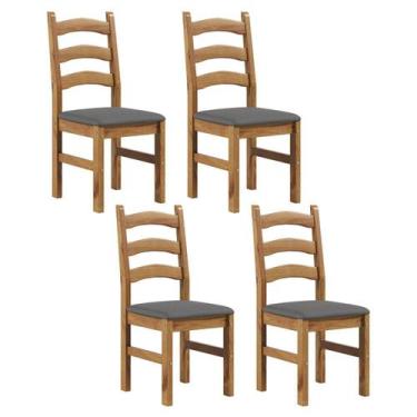 Imagem de Kit 4 Cadeiras 100% Madeira Maciça com Assento Estofado Napoli Espress