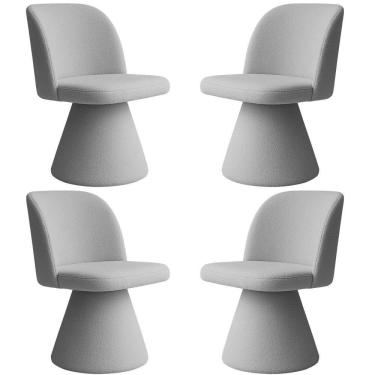 Imagem de Kit 04 Cadeiras De Jantar Giratória Liz Bouclé Cinza Claro - Nexta Casa