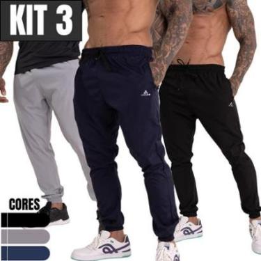 Imagem de Kit 3 Calça Tactel Jogger Com Elastano Active Wear Void Verão Slim-Masculino