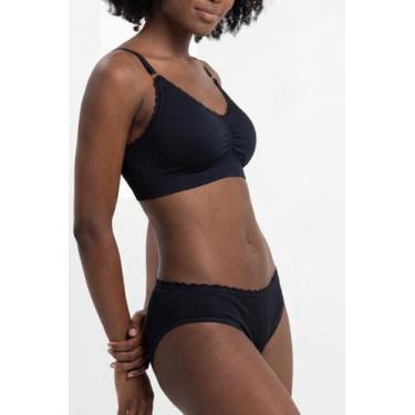 Imagem de Calcinha de Lingerie Feminino Giuli Sem Costura em Poliamida, G, Preto