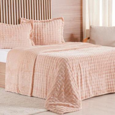Imagem de Kit Colcha Casal Luxor Dubble 100% Poliéster 220x240cm Tessi Rosa Arei