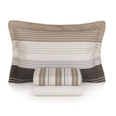 Imagem de Jogo de Cama Damier Casal 4 Peças 100% Algodão 200 Fios Toque Macio Hipoalergênico Marrom