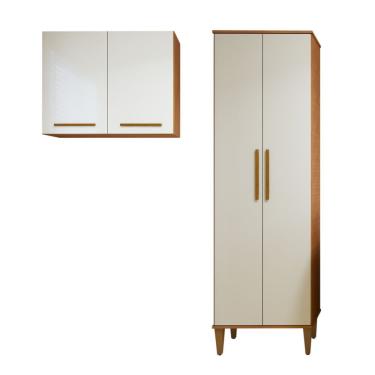 Imagem de Lavanderia Modulada São Gonçalo 1 Armário Multiuso E Armário Aéreo - Kaiki Móveis Natur...
