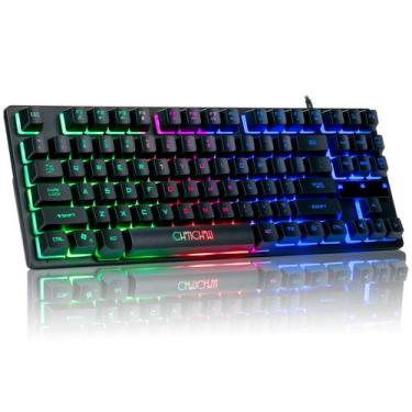 Imagem de Teclado para jogos CHONCHOW RGB retroiluminado USB compacto de 87 tecl