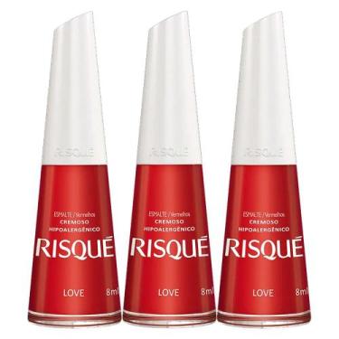 Imagem de Kit 3 Esmalte Risqué Cor Love Hipoalergênico com 8ml