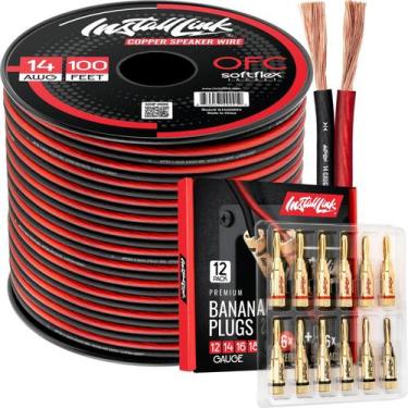 Imagem de Link de instalação do fio do alto-falante 14 AWG 30,5 m + 12 plugues B
