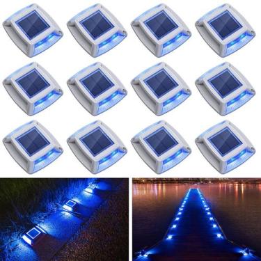 Imagem de Luzes solares de garagem Etetale, pacote com 12, 4 LED, IP68, azul