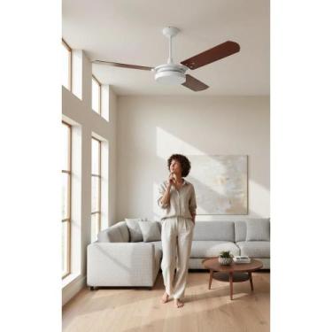 Imagem de Ventilador de Teto LED 1.1m 3 Pás MDF Mogno Branco Potente - Congratul