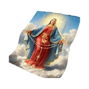 Imagem de Cobertor De Flanela Quente E Confortável Com Imagem Da Virgem Maria Pa