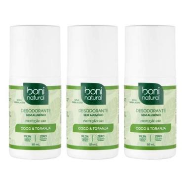Imagem de Kit 3 Desodorantes Roll-on Sem Aluminio Coco E Toranja 55ml Boni Natur