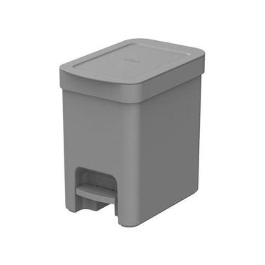 Imagem de Lixeira de Plástico com Pedal Banheiro Cozinha Chumbo 6L Ou, Chumbo
