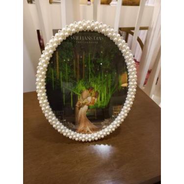 Imagem de Porta Retrato Oval com Pérolas - Via Decor