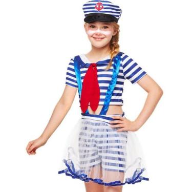 Imagem de Fantasia Marinheira Infantil Menina Carnaval Roupa com Quepe - Fantasi