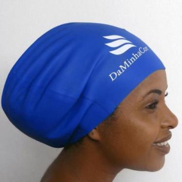 Imagem de Touca natação afro adultos media azul - DA MINHA COR