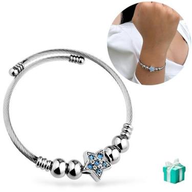 Imagem de Pulseira Feminina Berloque Aço inoxidável Prata Ajustável - Santo Esti