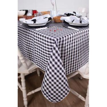 Imagem de Toalha de Mesa Quadrada em Oxford Xadrez Preto, 1,50 x 1,50