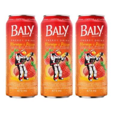 Imagem de Kit C/3 Energético Baly Drynk Morango E Pêssego 473ml