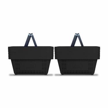 Imagem de Kit 10 Cestos de Compras Plástico D100 Cód. 3000 Capacidade 16L Preto Della Plast