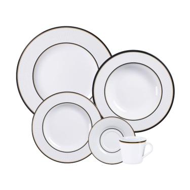 Imagem de Aparelho de Jantar Sienna 30 Peças Porcelana Decorada para 6 Pessoas Branco Tramontina
