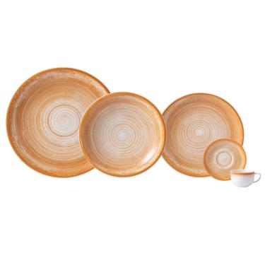Imagem de Aparelho de Jantar 20 Peças Esfera para Mesa Posta em Porcelana Resistente ao Micro-ondas Mostarda Schmidt