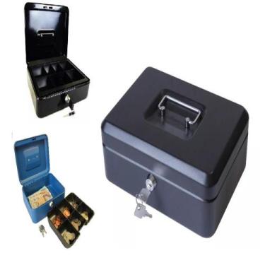 Imagem de Cofre metal chave porta arma documentos dinheiro joias 20cm portatil c