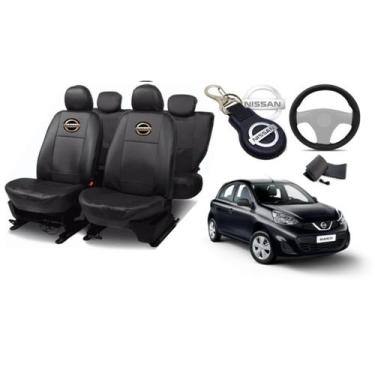 Imagem de Conjunto Capas de Couro Nissan March 2015 a 2016 + Capa de Volante + C
