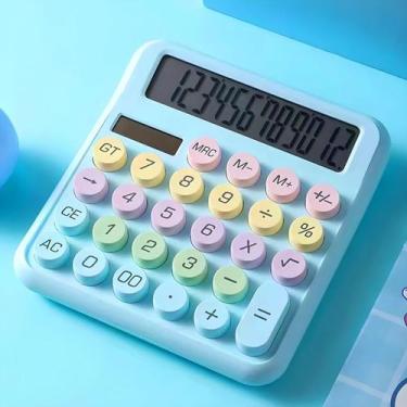 Imagem de Calculadora Degradê 12 Dígitos Kawaii Fofa Colorida Ecooda CL808, Azul
