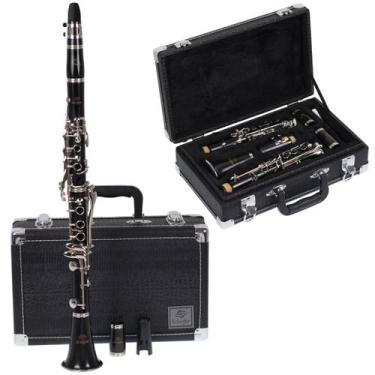 Imagem de Clarinete Sib Corpo Ebonite Brilhante 17 Chaves Niqueladas Estojo Schi