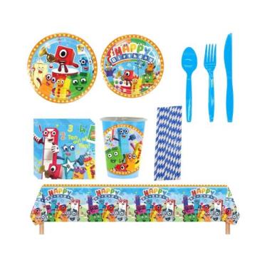 Imagem de Decoração De Festa Com Blocos De Números, Toalha De Mesa, Copo, Prato,