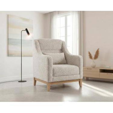 Imagem de Poltrona Encosto Alto Bouclé Áquila Cinza - Zurc Decor