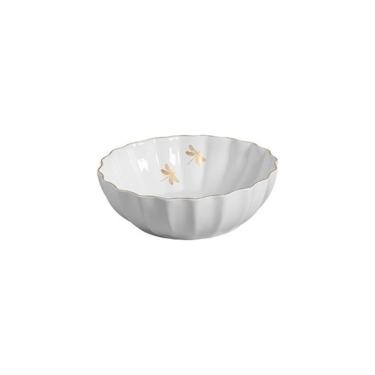 Imagem de Tigela Demoiselle para Servir Saladas e Sopas em Cerâmica Acabamento Dourado para Cozinha e Jantar Cerâmica Scalla