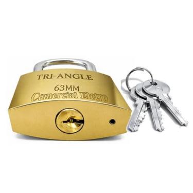 Imagem de Cadeado Grande 63mm Triangle Chave Prevenção Antifurto Para Garagem De