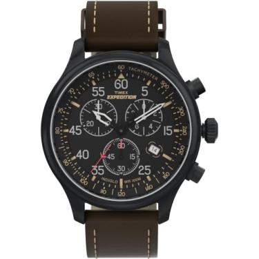 Imagem de Relógio cronógrafo masculino Timex Expedition Field, Marrom/Preto