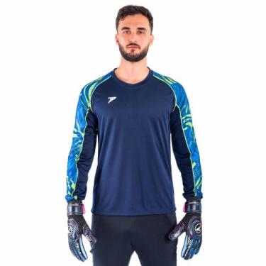 Imagem de Camisa de Goleiro Manga Longa Sublimada Defender Poker Cor:Marinho+Ver